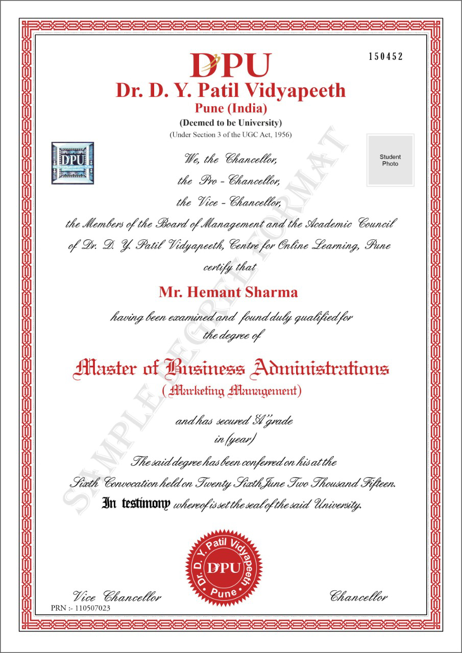 Specimen Certificate